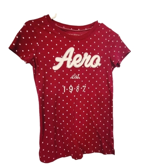 Aeropostale T-shirt Burgundy Aero 1987 - Women's Small - Picture 3 of 5